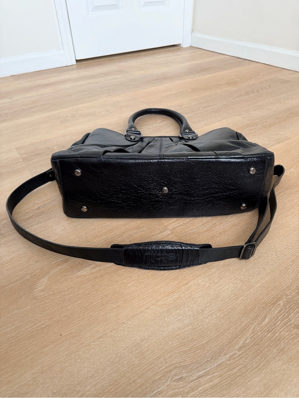 NWOT J’Tote Genuine Patent Leather Laptop Bag Briefcase Tote Black Unisex Large - Picture 6 of 16